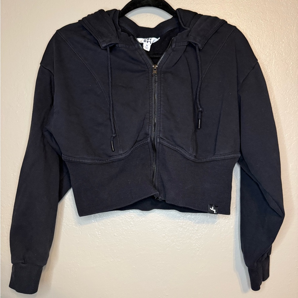 JoyLab Charcoal Zip-Up Cropped Hoodie